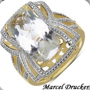 Marcel Drucker Womens
14K Yellow Gold Over 
Sterling Silver Diamonds
& Quartz